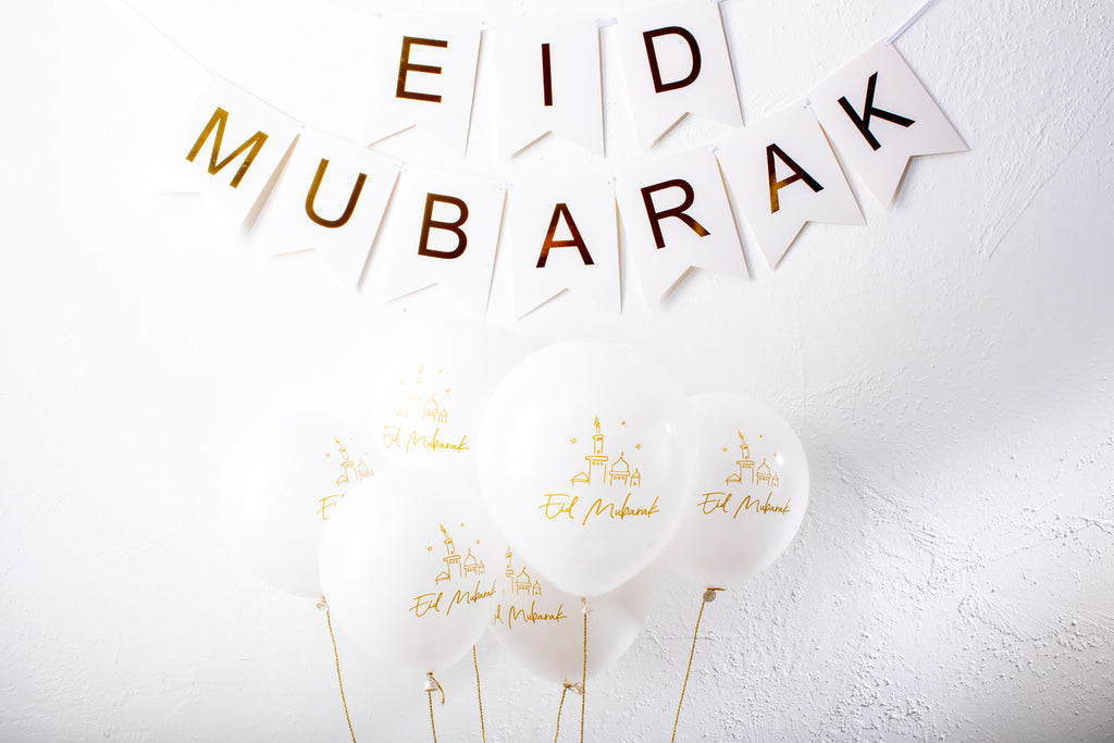 Eid, Ramadan, decor, party, Eid gifts and traditions, Islamic holidays, Ramadan fasting, Eid, Ramadan, Party, Decor, Holiday, Celebrate, Trendy, Elevated style, modern, elegant, Minimal, Eid Mubarak Balloons