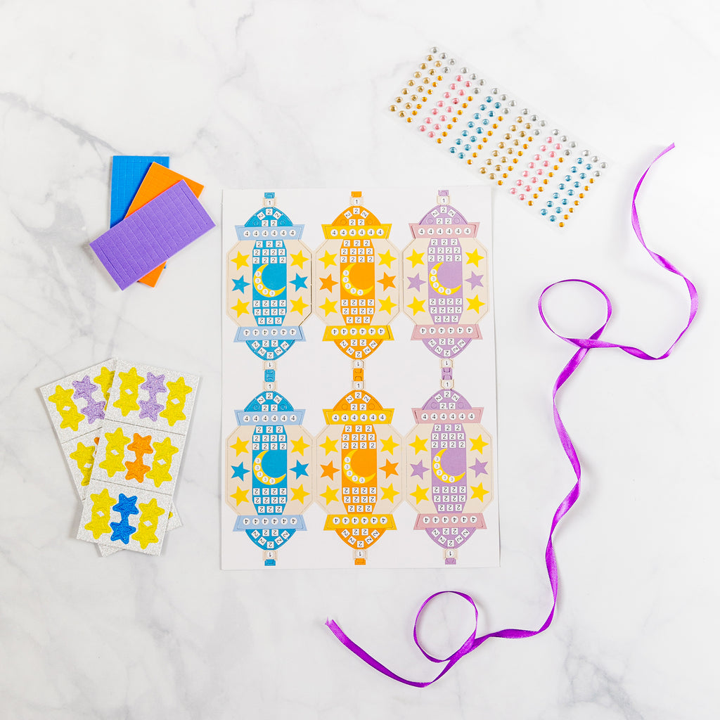 Mosaic Lantern DIY Banner Party Pack - Includes 6 Complete Banner Sets or 36 Lantern Bookmarks, Eid, Ramadan, decor, party, Eid gifts and traditions, Islamic holidays, Ramadan fasting, Eid, Ramadan, Party, Decor, Holiday, Celebrate, Trendy, Elevated style, modern, elegant, Minimal