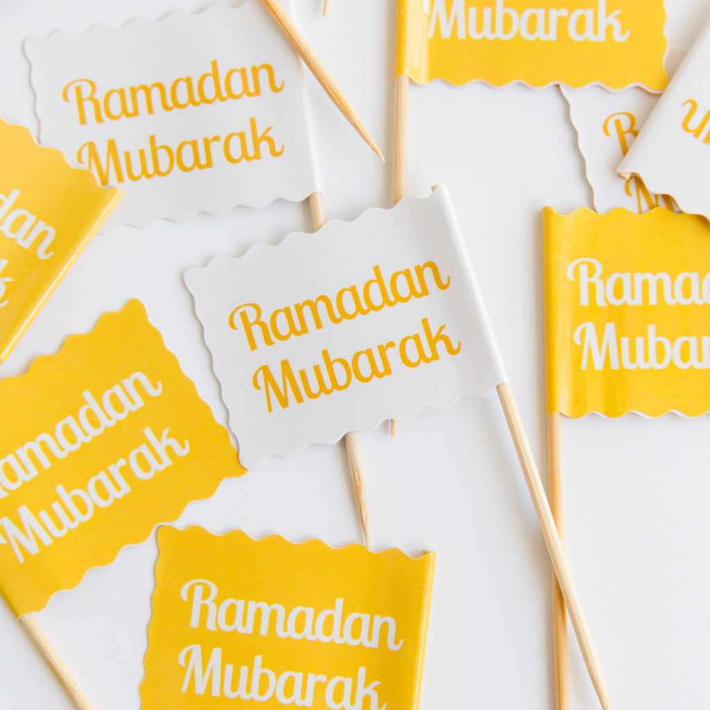 Products 'Ramadan Mubarak' Flag Toppers (Set of 24), party, decor, Eid gifts and traditions, Islamic holidays, Ramadan fasting, Eid, Ramadan
