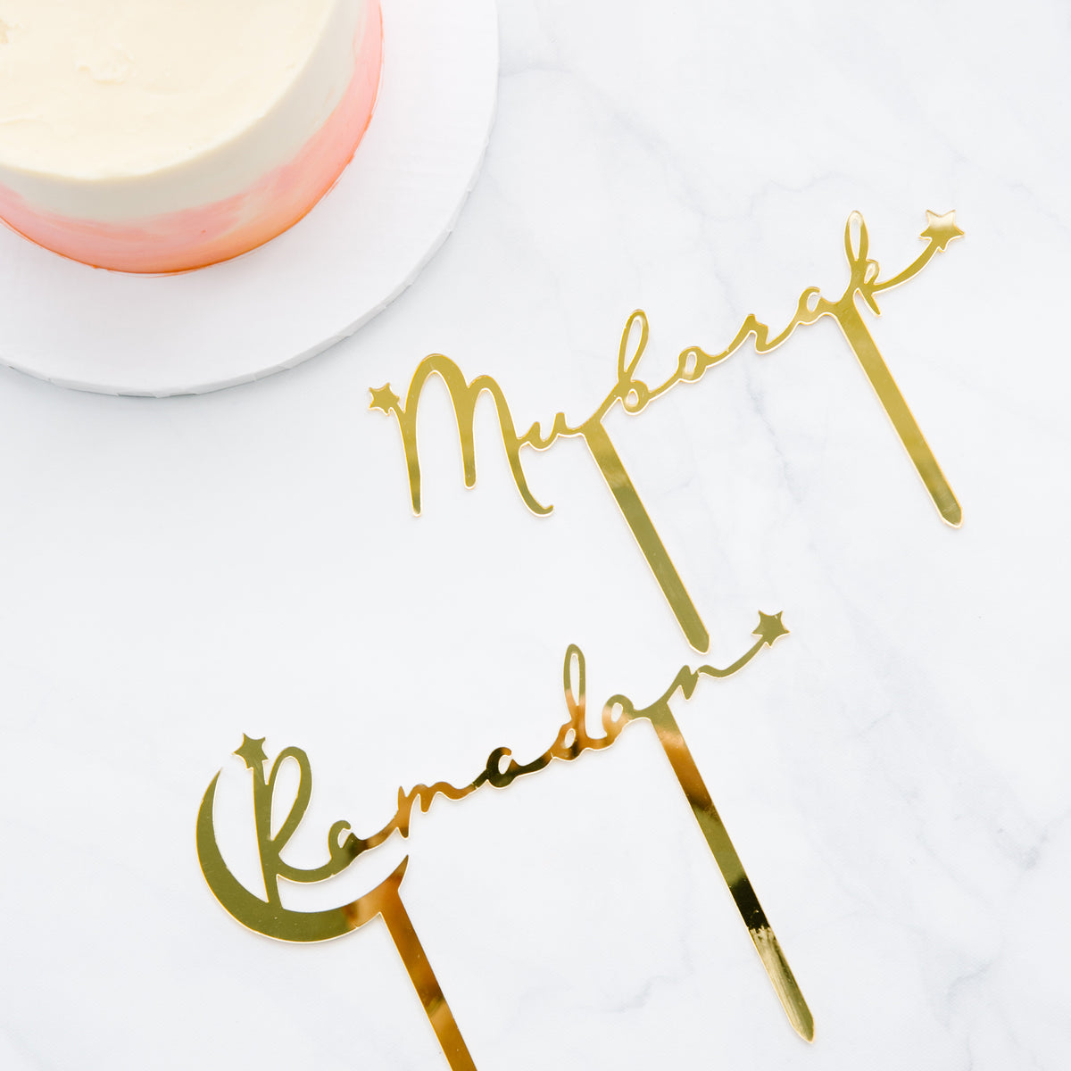 Acrylic Ramadan Mubarak Two-Piece Cake Topper – Amasi Decor