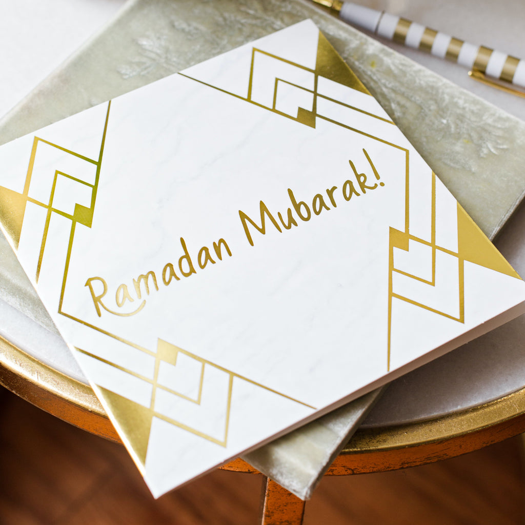 'Ramadan Mubarak!' Marble Tile Greeting Card (Set of 2), Eid gifts and traditions, Islamic holidays, Ramadan fasting, Eid, Ramadan
